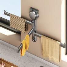 1PC Rotating Towel Rack, Suction Cup No Drill Towel Hanging Holder, Towel Bar 180° Rotatable Multi-Rod Rustproof Dishcloth Draining Rack Bathroom - Multicolor - View 7