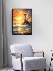 1pc DIY Diamond Painting Sticker Embroidery Landscape Lighthouse Home Decor Full Drill 30*40cm/40x50cm - Sets - View 3