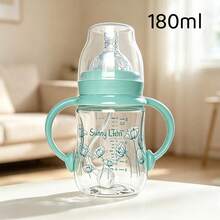 1pc/2pcs Glass Baby Milk Bottle 180ml/280ml 5cm Mouth Diameter High Temperature Sterilizable With Handle And Straw Suitable For Multiple Stages Of Baby Daily Use - Multi-color (Glass Milk Bottle) - View 15