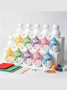 10/5/1pc Foam Snowman Blank Set, Snowman Model Body, Hand-Painted Decoration DIY Material, Handicraft Supplies, Holiday DIY Hanging Decor, Christmas Snowman Window Display Decoration - Multicolor - View 4
