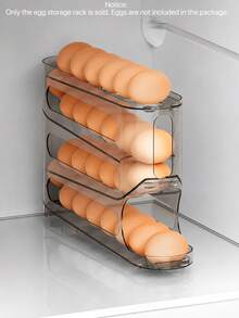 Minimalist 4-Tier Egg Storage Box PP Plastic Automatic Rolling Egg Dispenser Rack Large Capacity Slide Rail Design Suitable For Refrigerator Kitchen Home Daily Food Organization - Multicolor - View 9