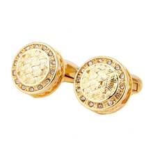 Men's Gold Round Shirt Cufflinks - Gold - View 3