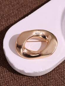 3pcs Minimalist Gold Brooch Set, Conch Shell Asymmetrical Geometric Hollow Pin, Suit Coat Accessory - Gold - View 5