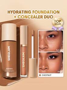 SHEGLAM [2 قطعة] مجموعة Skinfinite كريم أساس مرطب & Like Magic خافي عيوب مرطب - Chestnut - مشاهدة 1
