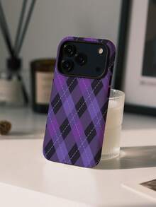 Halloween Purple Black Tartan Plaid Pattern 2-In-1 PC Hard Shell & TPU Soft Inner Case, Matte Finish, Trick Or Treat Gift, Cover Phone, Matching Phone Cases, Case Compatible With 11 12 13 14 15 16 16e 17 Pro ProMax Air 18 Pro ProMax - Matte Non-magnetic - View 7