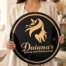 1pc Personalized Custom Text Logo, Acrylic Mirror & Black Letter Cutout, Laser Cut Corporate Sign, Laser Cut Logo Sign, Corporate Wall Sign, Indoor Decor Commercial Logo Studio Custom - Multicolor - View 2
