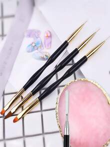 5 Pcs Nail Art Painting Tool Set, Dual End Nail Brushes Mixing Stick Resin Palette Kit - Multicolor - View 5