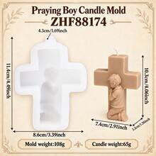 3D Praying Boy Girl Cross Candle Mold Christian Religious Silicone Mold For DIY Wax Candle Making Baptism First Communion Prayer Memorial Gift Home Decor Craft Supplies - Mold - View 8