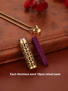 New Stainless Steel Jewelry Aromatherapy Diffuser Pendant Necklace, Hollow Flower Heart Open Locket Fragrance Essential Oil Diffuser Necklace, Couples & Men Punk Necklace Accessory Gift - Black - View 7