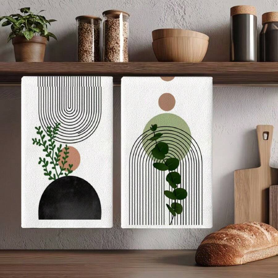 2pcs/Set, Bohemian Style Towel Set, Decorative Bathroom Towels, Quick-Drying Absorbent Kitchen Cleaning Cloths, Dishcloths, Suitable For Kitchen, Bathroom, Living Room Decoration, Christmas Gift For Family And Friends, Best Kitchen Towels. - White - View 1