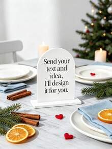 1pc Custom Acrylic Arch Sign,Custom Table Sign With Stand,Business Display,QR Code Logo Sign,Minimalist Decor,Wedding,Christmas,Special Occasions - Multicolor - View 4
