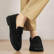 Classic Designer Solid Color Soft Leather Penny Loafers Gentleman Business Casual Office Party Couple Date Romantic Evening Shoes (Random Insole Not Fixed) - Black - View 8