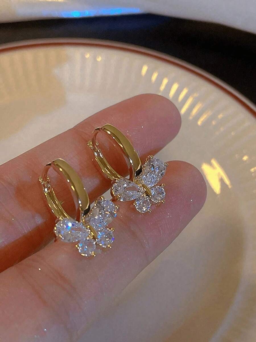 1 Pair Luxury High-End Bowknot New Exquisite Elegant Versatile Niche Hoop Earrings - Butterfly - View 1