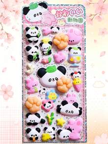 Cute Panda 3D Stickers Kawaii Animal Puffy Decals For Phone Case Scrapbooking Notebook Laptop Craft Decor - Multicolor - View 4