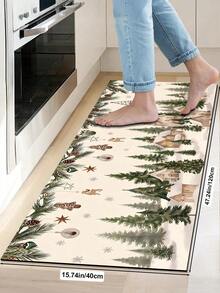 1/2pcs Christmas Diatomaceous Earth Mat, Vintage Cedar Pattern, Super Absorbent, Non-Slip, Perfect For Bathroom, Kitchen And Dining Room, Quick Drying, Ideal Home Decor And Bathroom Mat Gift - Multicolor - View 13