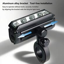 Lampu Depan Sepeda, 1800 Lumens, Lampu Depan Sepeda Terang, Baterai Isi Ulang 2000mAh, Pengisian Daya Tipe-C, Casing & Dudukan Paduan Aluminium, 5 Mode Cahaya, Lampu Keselamatan Bersepeda - Hitam - View 4
