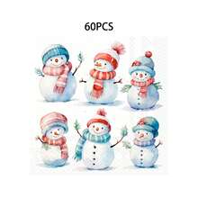 Festive Christmas Snowman Napkins Set – Charming Watercolor Winter Characters For Party Decor, Gift Wrapping & Seasonal Table Settings - Multicolor - View 12