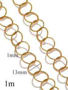 1m Stainless Steel 18K Gold-Plated Paperclip Chain-Geometric, Oval, Rectangular-Necklace And Bracelet DIY Jewelry Making Supplies For Everyday Wear - Chain - View 9