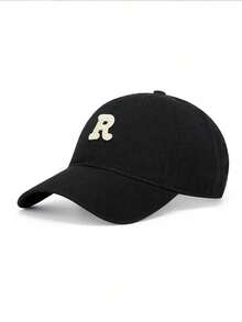MESHUOKAI Classic Minimalist Letter R Embroidered Dad Hat, Premium Washed Soft Curved Brim Baseball Cap, Versatile Solid Color Unisex Streetwear Hat For Autumn And Winter - Multicolor - View 4