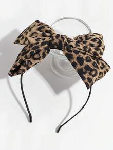 New Leopard Print Oversized Bow Headband Elegant Large Scrunchie Hair Tie Highly Attractive Hair Accessory - Multicolor - View 3