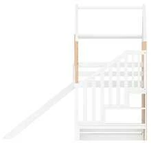 Bunk Bed With Slide And Stairs, Scandinavian Style Solid Wood Bed Frame With Safety Guard Rails, Built-In Storage, Space-Saving Design, EN 747-1:2024 Certified - White + Wood + Contemporary + Mid-century Modern + - View 5