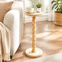 1pc Modern Minimalist Round Wooden Side Table Coffee Table, Small Wooden Side Table, Multi-Functional Base, Suitable For Living Room, Sofa, Bedroom, Plant Stand, Home Decor Furniture, Suitable For Living Room, Bedroom, Bedside - Multicolor - View 5