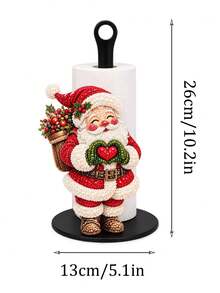 2D Flat Christmas Decor Kitchen Paper Towel Holder (No Power Light) - Desktop Tabletop Roll Holder With Display And Storage Function, Fun Faux Pearl Santa Claus Design, Suitable For Kitchen, Bathroom, Living Room And Dining Room, Decorative Ornament To Create Warm Christmas Atmosphere. 2D, Not 3D - Multicolor - View 11