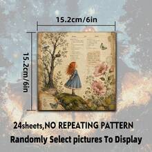 24 Sheets Vintage Junk Journal Ephemera Scrapbook Paper 6*6 Inch Old Book Page Gnome Dark Fairy Tale Decorative Craft Paper No Repeat Pattern For Card Making, Album Collage DIY - Square - View 5