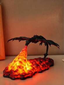 1PC Fire Breathing Dragon Lava Lamp, 3D Printed LED Dragon Night Light, Glowing Flame Volcano Base Ambient Lamp, Fantasy Game Room Decor, Creative Halloween Birthday Gift For Dragon Lovers & Gamers - Multicolor - View 2