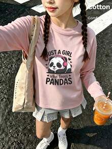 Girls' Cute Printed Long-Sleeve Casual Sports T-Shirt With Set-In Sleeves And A Round Neckline - Baby Pink - View 1