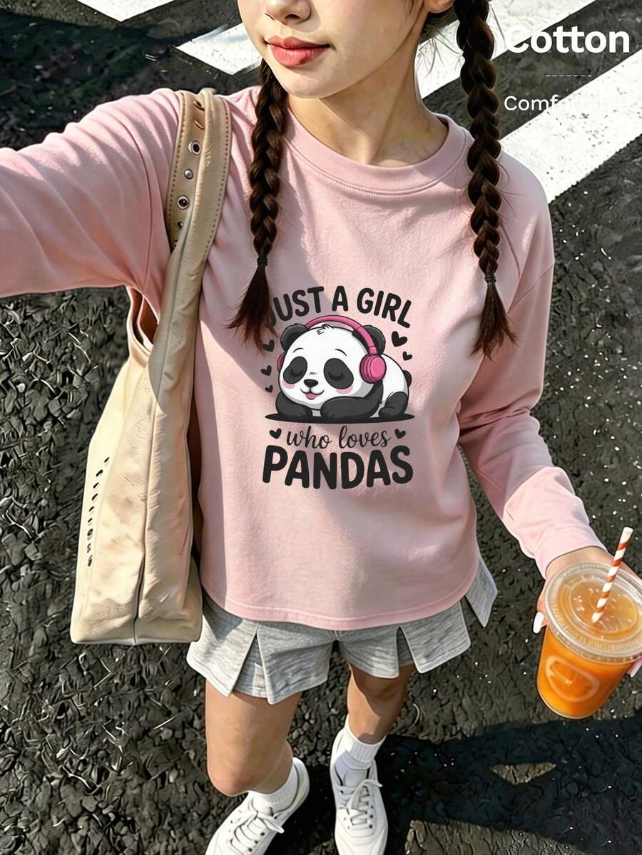 Girls' Cute Printed Long-Sleeve Casual Sports T-Shirt With Set-In Sleeves And A Round Neckline - Baby Pink - View 1