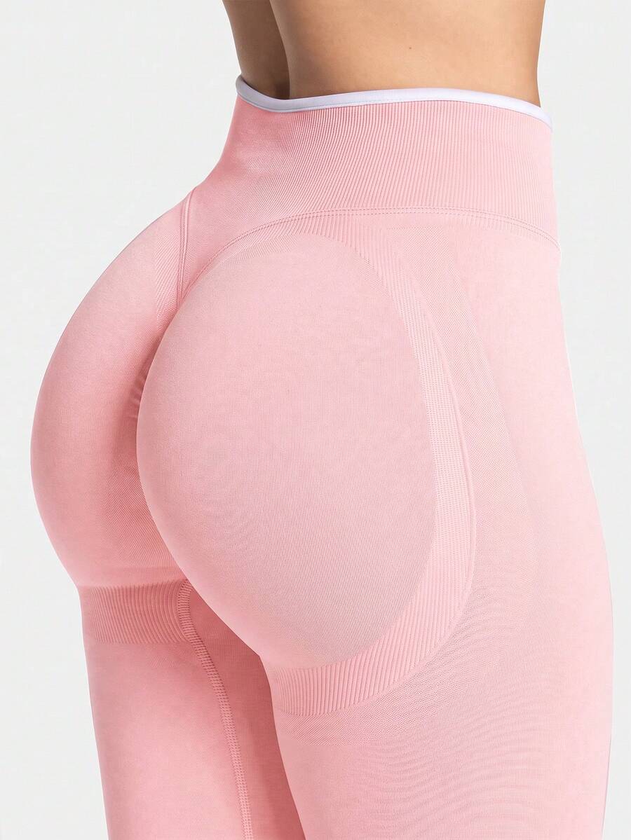 Women's Seamless High Waist Butt Lifting Compression Leggings, 24 Inch Tummy Control Yoga Pants, Suitable For Gym Running Training - Pink - View 1