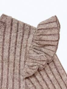 Tween Girls Tween Girl Autumn Winter Set Apricot Brown Black Flutter Sleeve Ruffle Trim Cute Casual Versatile All-Match Ribbed Knit Fitted Long Sleeve Base Layer T-Shirt Tops 3pcs - Multicolor - View 5