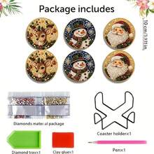 Christmas Bestseller DIY Pearl & Colorful Rhinestone Diamond Painting Coaster Set, Suitable For Beginners, Perfect For Home And Holiday Decor, DIY Craft Kit, Ideal Christmas Gift For Friends And Family - Rhinestone Coaster/QY215 - View 1
