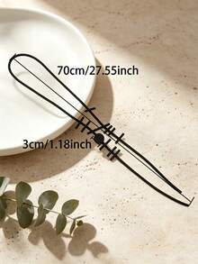 MARLIWOO 1pc Long Minimalist Daily Commute Accessory Niche Exaggerated Gothic Subculture Party Necklace - Black - View 5