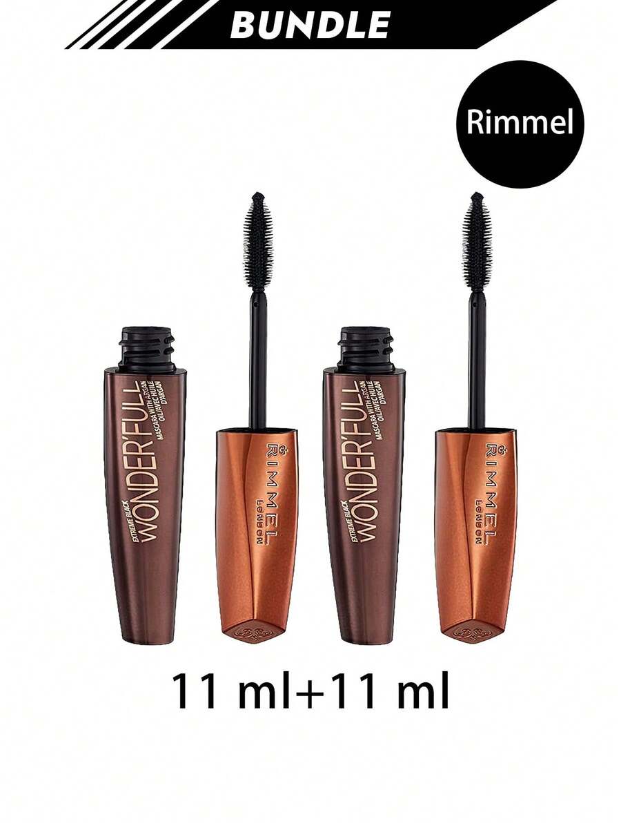 Rimmel [حزمة] ماسكارا ريميل وندر فول بزيت الأرغان 003 أسود فائق X 2 - 003 أسود فاحم - مشاهدة 1