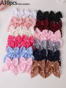 10/1pc Girls Multi-Color Lace Swallowtail Bow Hair Clips, Side-Parting Simple Bangs Clips, Non-Damaging Hair Clips, Sweet Versatile Alligator Hair Clips For Back Of Head, Baby Hair Clips For Daily Use - Multicolor - View 7