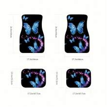 2PCS/4PCS [Butterfly Car Mats] Suitable For All Car Models, 4 Sets Of Butterfly Theme Pattern Car Floor Mats, All-Season Vehicle Floor Mats, With Anti-Slip Base, Easy To Clean Car Interior Accessories - A - View 6