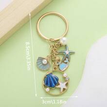 Cross-Border Alloy Oil Drop Starfish Dolphin Shell Keychain Gift Pendant Exquisite Women Bag Pearl Key Chain Jewelry Accessory - Multicolor - View 6