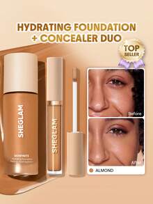 SHEGLAM [2Pcs] Skinfinite Hydrating Foundation & Like Magic Hydrating Concealer Bundle Set - Almond - View 1