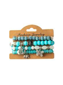 1 Set Women's Bohemian Beaded Bracelet Butterfly Anchor Elephant Alloy Pendant Multicolor Bracelets - Multicolor - View 14
