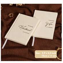 Wedding Vow Books For Bride And Groom, 2 Packs Linen Hardcover Notebooks With Bookmark, Lined Pages, For Wedding Ceremony And Vow Renewal, With Elegant Vow Keepsake Gift Box - Cream Linen - View 4