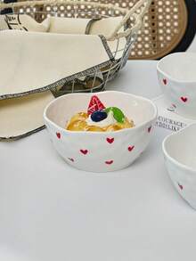 1pc/2pcs/4pcs Korean Ins Style Hand-Painted Small Heart Love Ceramic Handmade Bowl, Highly Attractive Cute Pattern Bowl, Daily Dessert Bowl, Ice Cream Bowl, Fruit Salad Bowl, Home Rice Bowl - View 4
