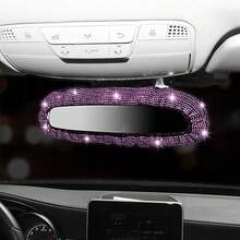 1pc Shiny Car Rearview Mirror Cover, Sparkling Rhinestone Elastic Rearview Mirror Protective Sleeve, Women Girls Car Interior Rearview Mirror Decorative Accessory, Universal Fit - A - View 11
