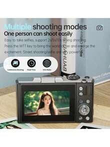 Kamera Vlog Digital 4K Layar Putar 180°, 64MP Autofokus Zoom 16X Kamera Kompak Point & Shoot, Filter Kecantikan Layar IPS Transfer OTG, Portabel untuk Selfie dan Perjalanan, Tidak Termasuk Kartu Memori - View 8