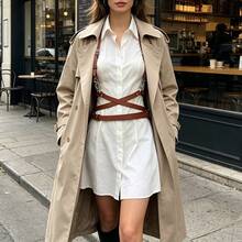 1pc Women's Brown PU Leather Decorative Harness Belt, Street Style Punk Gothic Body Adjustable Waist Belt Accessory For Dress Party Outfit, Holiday Party Dress Matching Belt Accessory - Coffee Brown - View 2