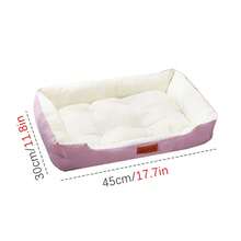 1pc Semi-Enclosed Square Small Pet Bed, Soft Padded Thick Edge Pet Sleeping Mat, Warm Pet Nest Pad, Comfortable Soft Pet Resting Bed, Suitable For Indoor And Cage Use, Fit For Kittens, Rabbits, Guinea Pigs, Ferrets, Autumn/Winter Small Animal Sleep Accessories - View 3