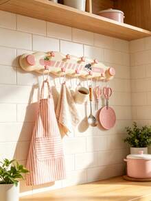 5/1pcsCream Minimalist Style Plastic Cloud Shaped Wall Hook Rack With Star Decor&Letter Print Detail, Punch-Free Strong Load-Bearing Hanging Holder,Multi-Hook Wall Mounted Hanger,Suitable For Entryway,Bedroom, Dormitory,Bathroom,Storage Organization - Multicolor - View 3