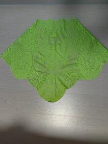 三角DIY蕾絲飾邊女款頭紗婚禮披肩 高端裝飾綠色服飾配件 - 1件 綠色 - 查看 4
