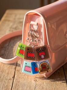 1pc/6pcs Domo-Kun Themed Acrylic Keychains, Featuring Multi-Color Classic Expressions, Funny Glasses, Tongue-Out And Imaginative Cardboard Box Designs, Fashionable Bag Charms, Suitable For Back To School, Gift For Fans, Exquisite Collection, All-Season Use. - Multicolor - View 3